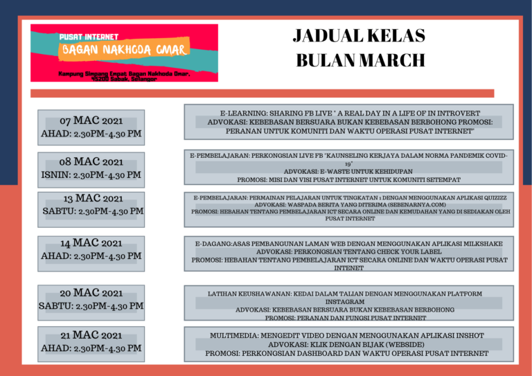 Red White and Orange Simple Class Schedule